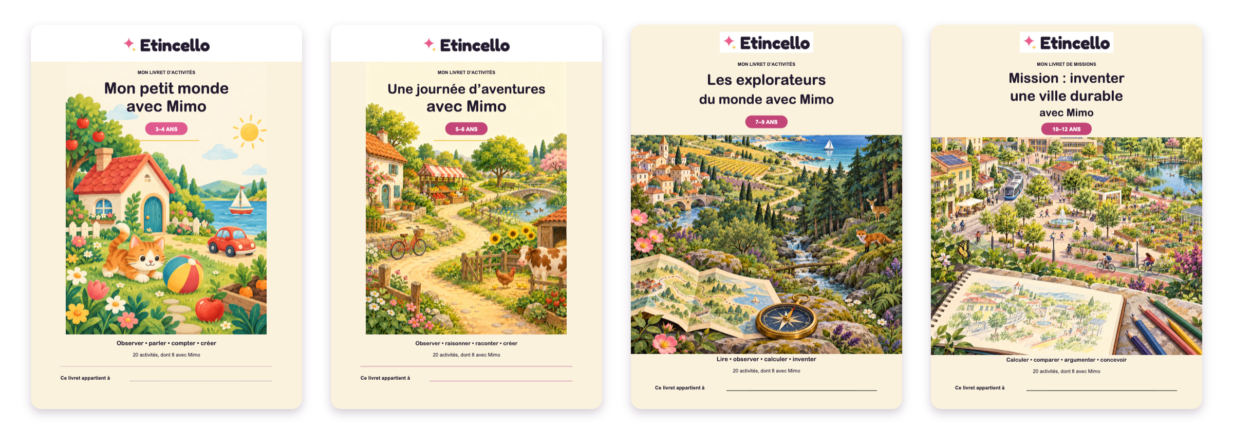 Les 4 livrets éducatifs Mimo Family : 3-4 ans, 5-6 ans, 7-9 ans et 10-12 ans